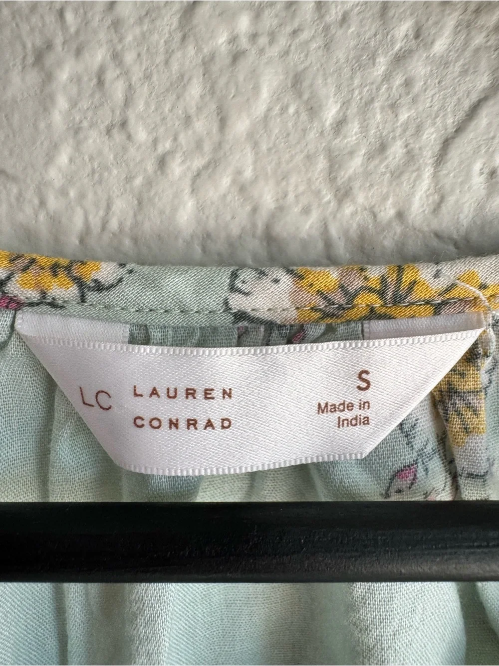 LC Lauren Conrad Mint Green Blouse with Yellow Floral Trim - Picture 6 of 6